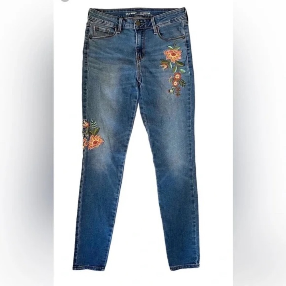 Old Navy Rockstar embroidered jeans size 2
